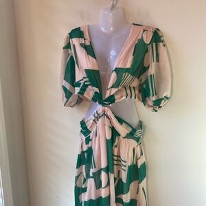 Showpo Green and Blush Cutout Maxi Dress